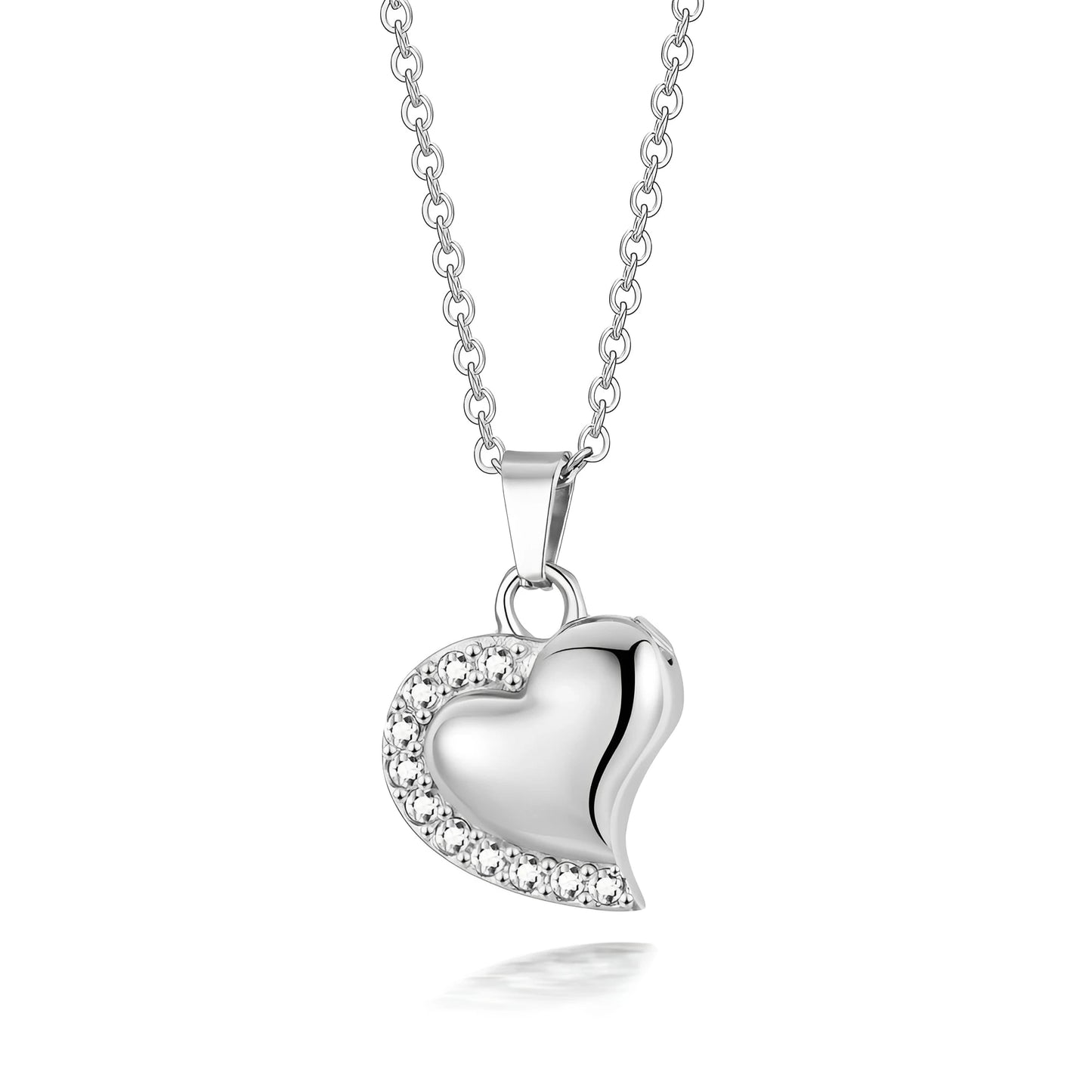 Stainless Steel Crystal Heart Urn Necklace