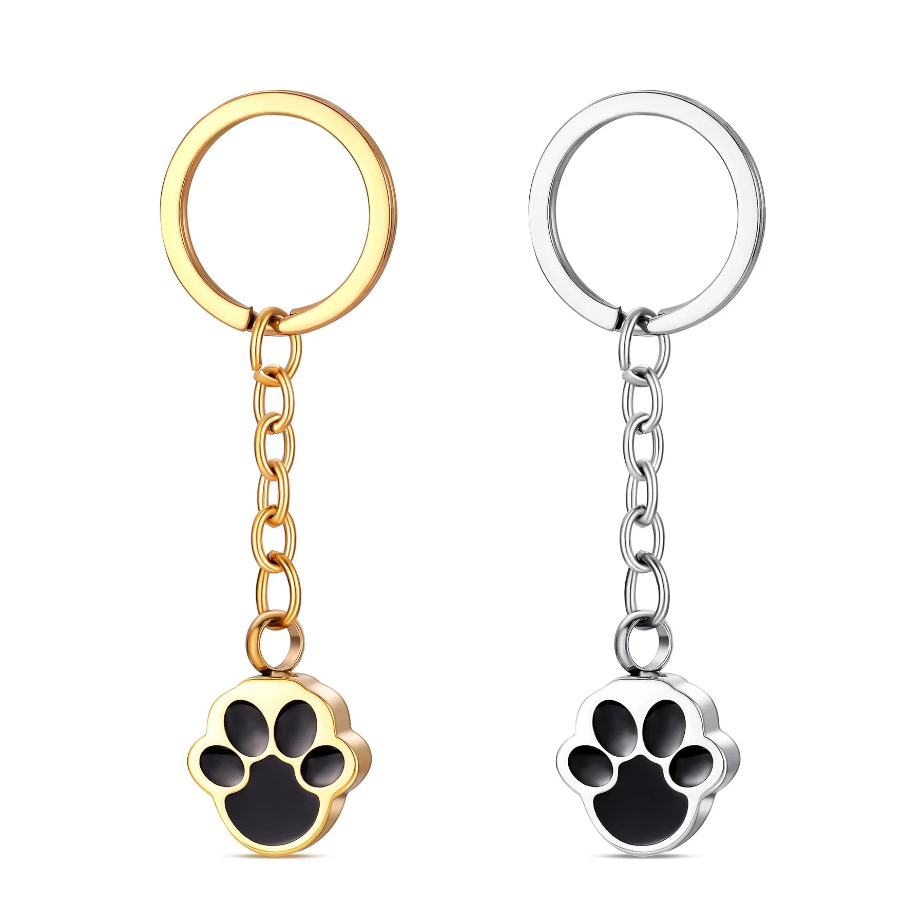 Stainless Steel Paw Print Memorial Keychain
