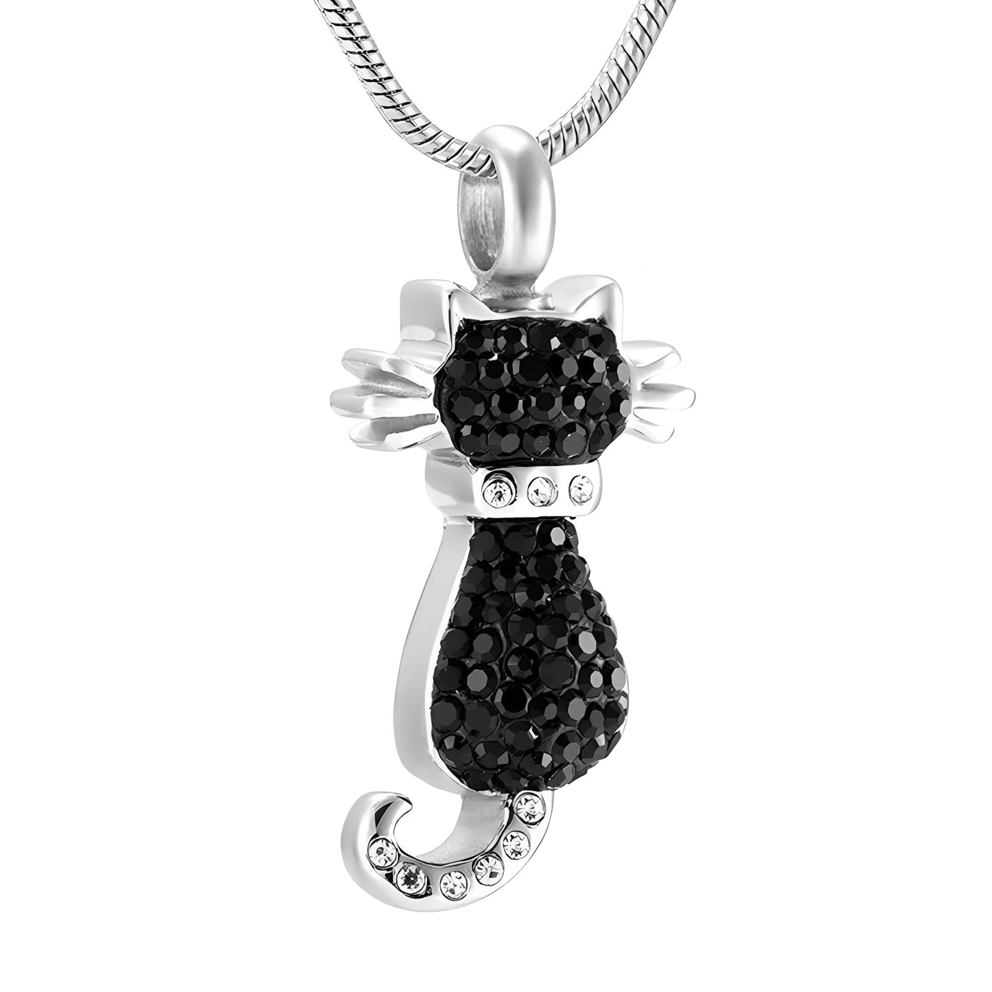 Sparkling Memorial Urn Necklace - Stainless & Rhinestone Elegance