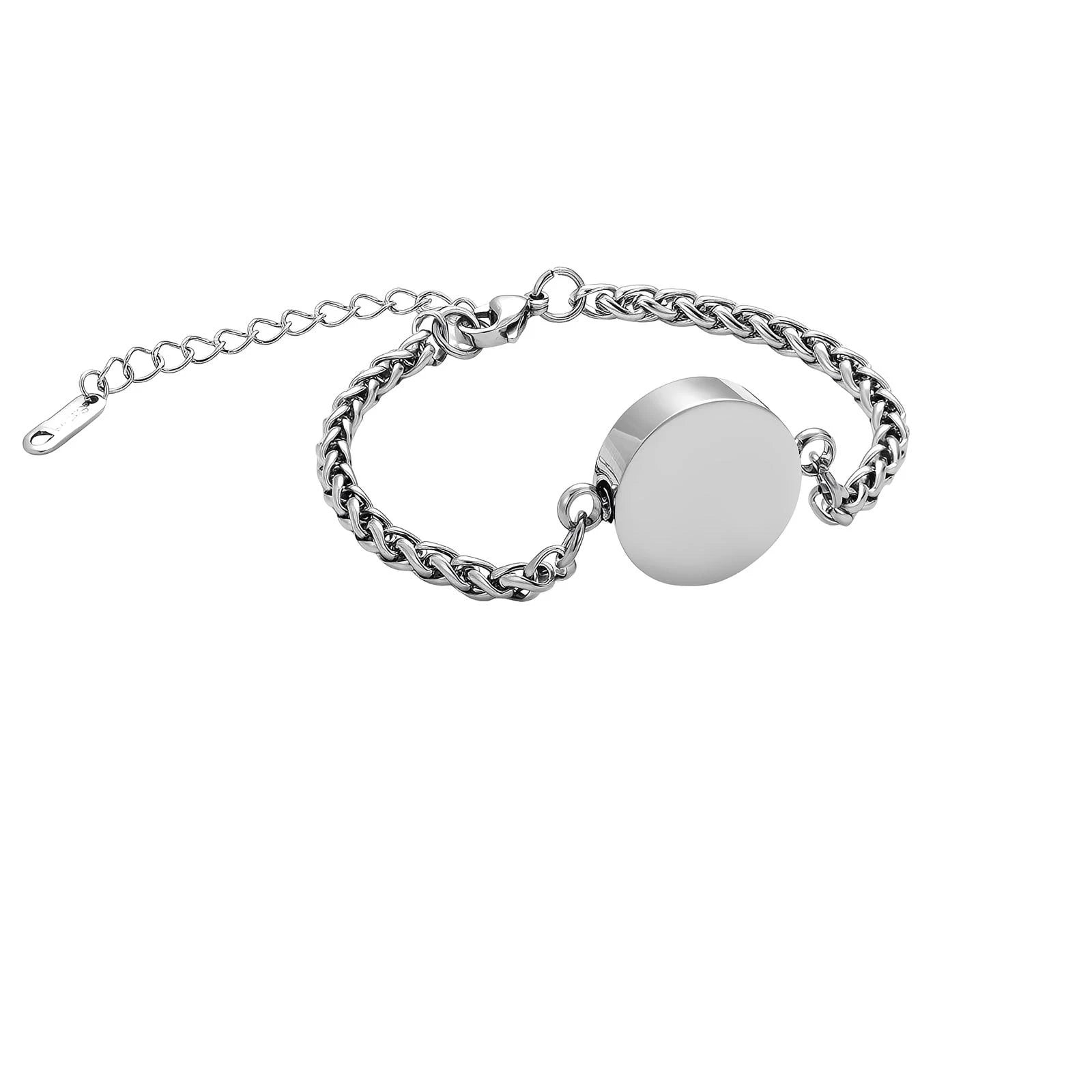 Stainless Steel Round Charm Keepsake Bracelet