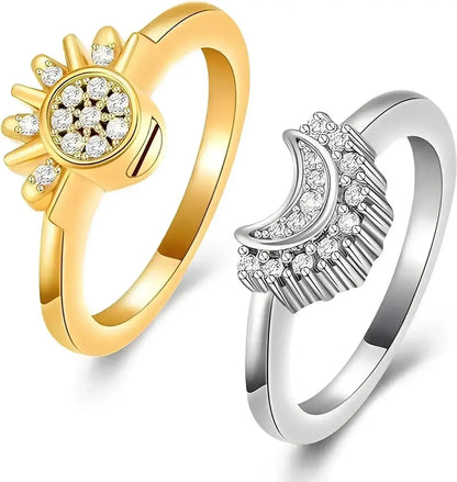 Stainless Steel Sun and Moon Urn Ring Set - Eternal Whiskers
