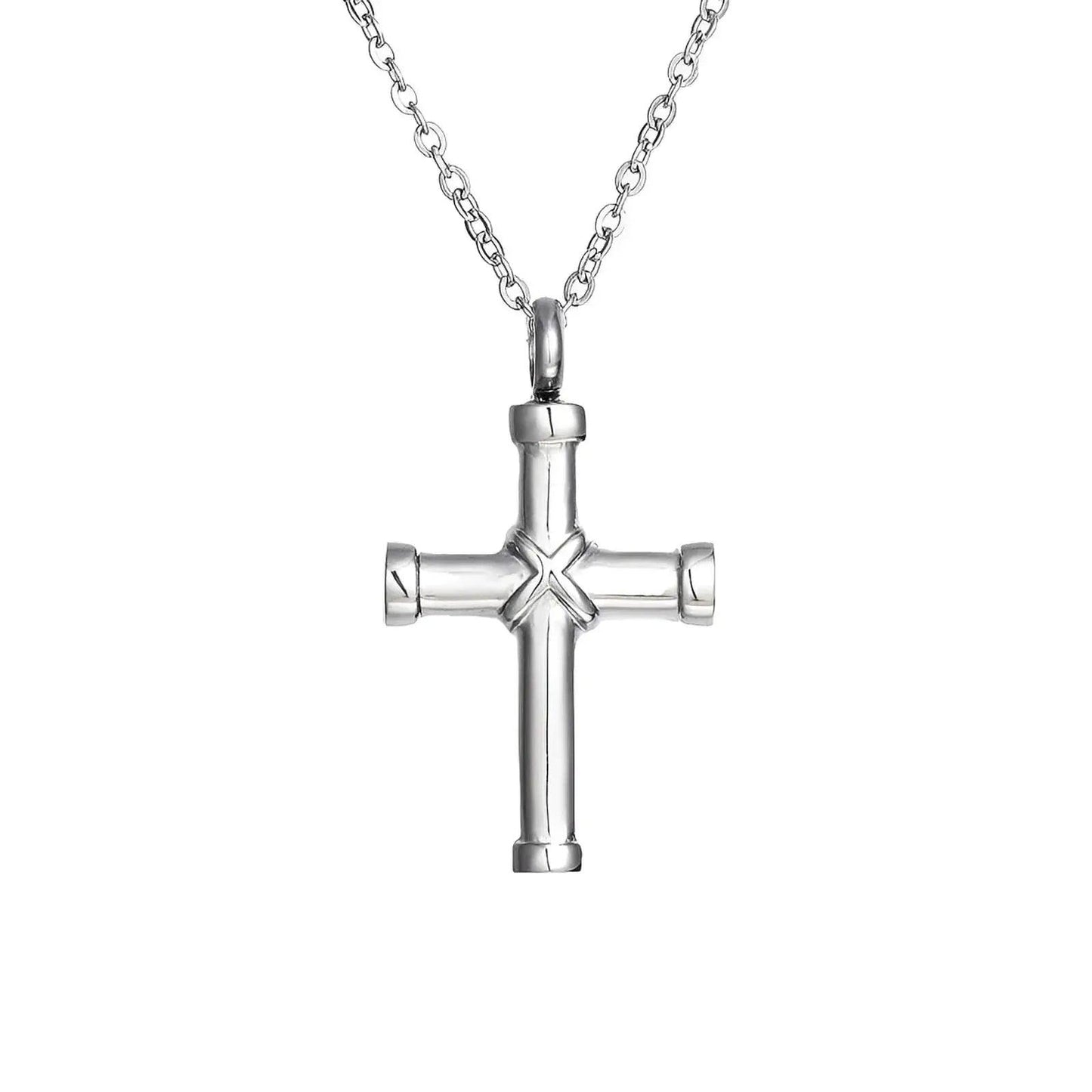 Stainless Steel Cross Necklace Urn - Eternal Whiskers