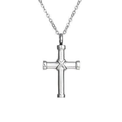 Stainless Steel Cross Necklace Urn - Eternal Whiskers
