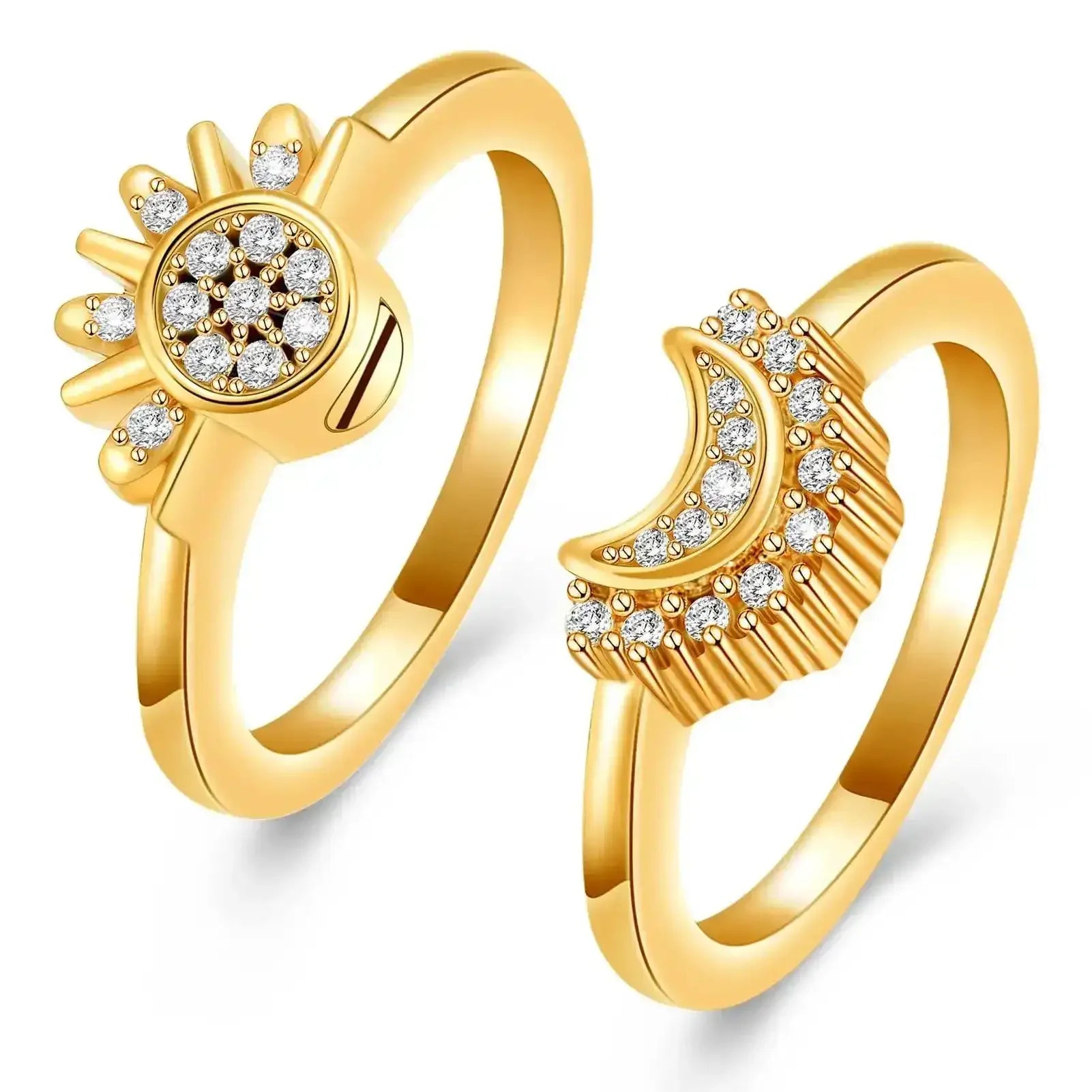 Stainless Steel Sun and Moon Urn Ring Set - Eternal Whiskers