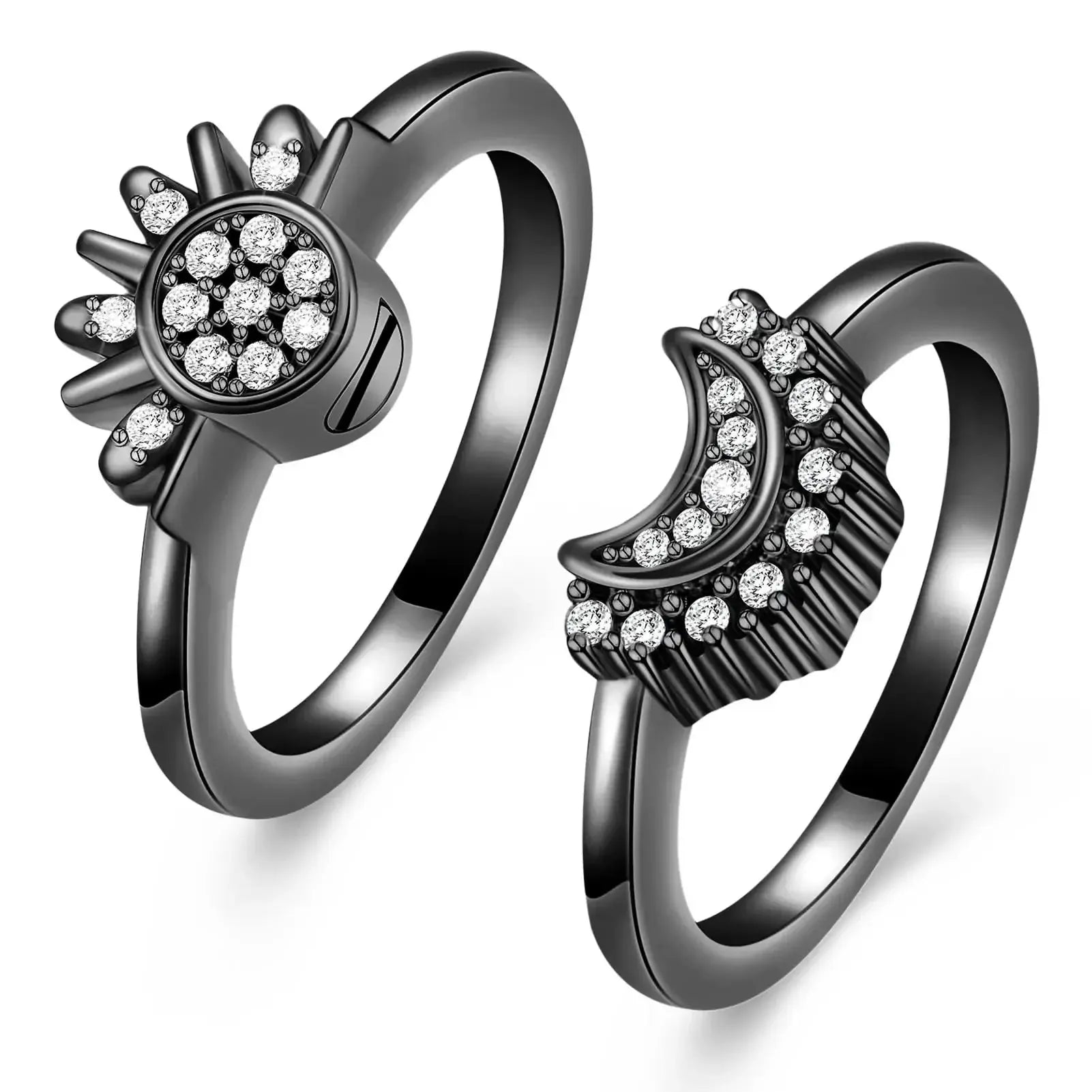 Stainless Steel Sun and Moon Urn Ring Set - Eternal Whiskers
