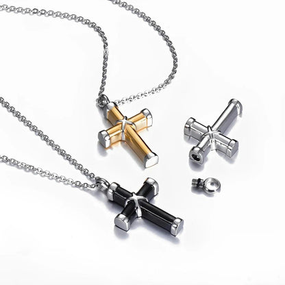 Stainless Steel Cross Necklace Urn - Eternal Whiskers