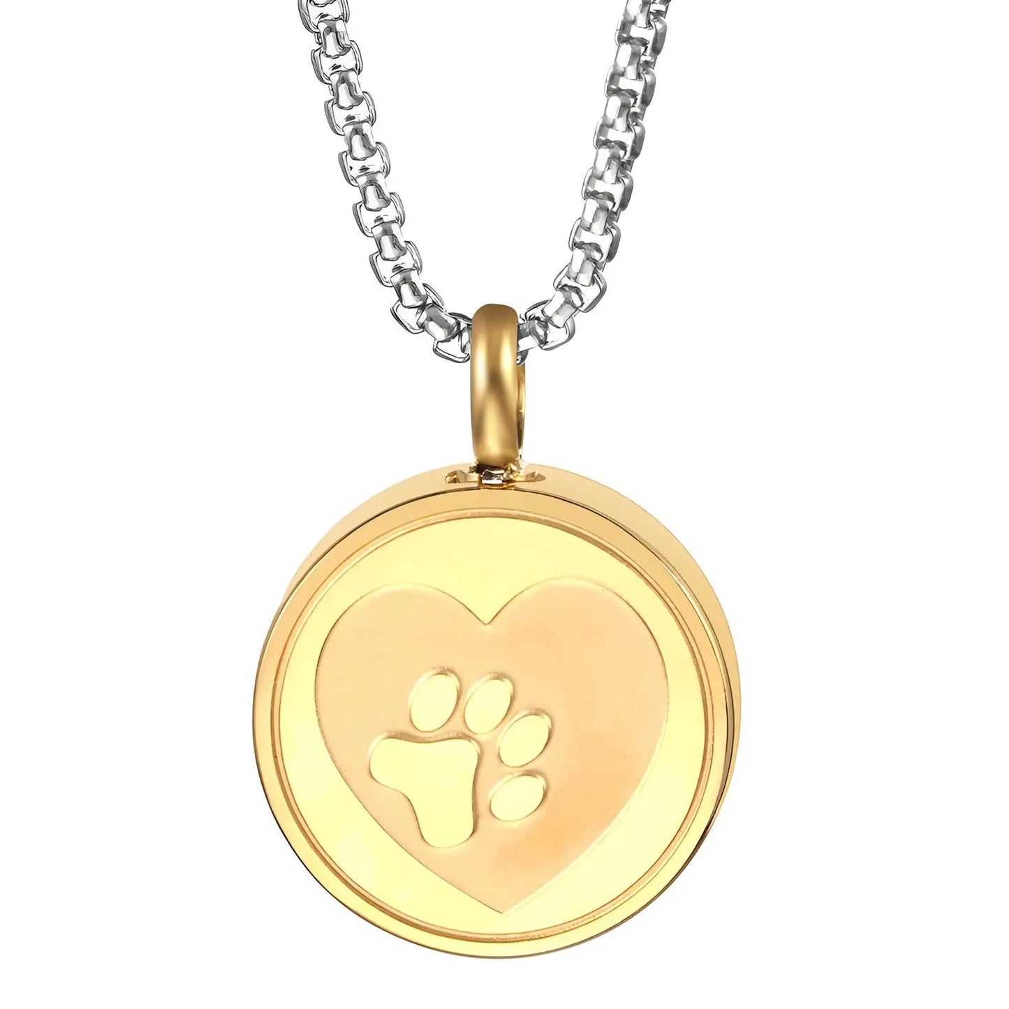 Stainless Steel Paw Print Heart Urn Necklace - Eternal Whiskers
