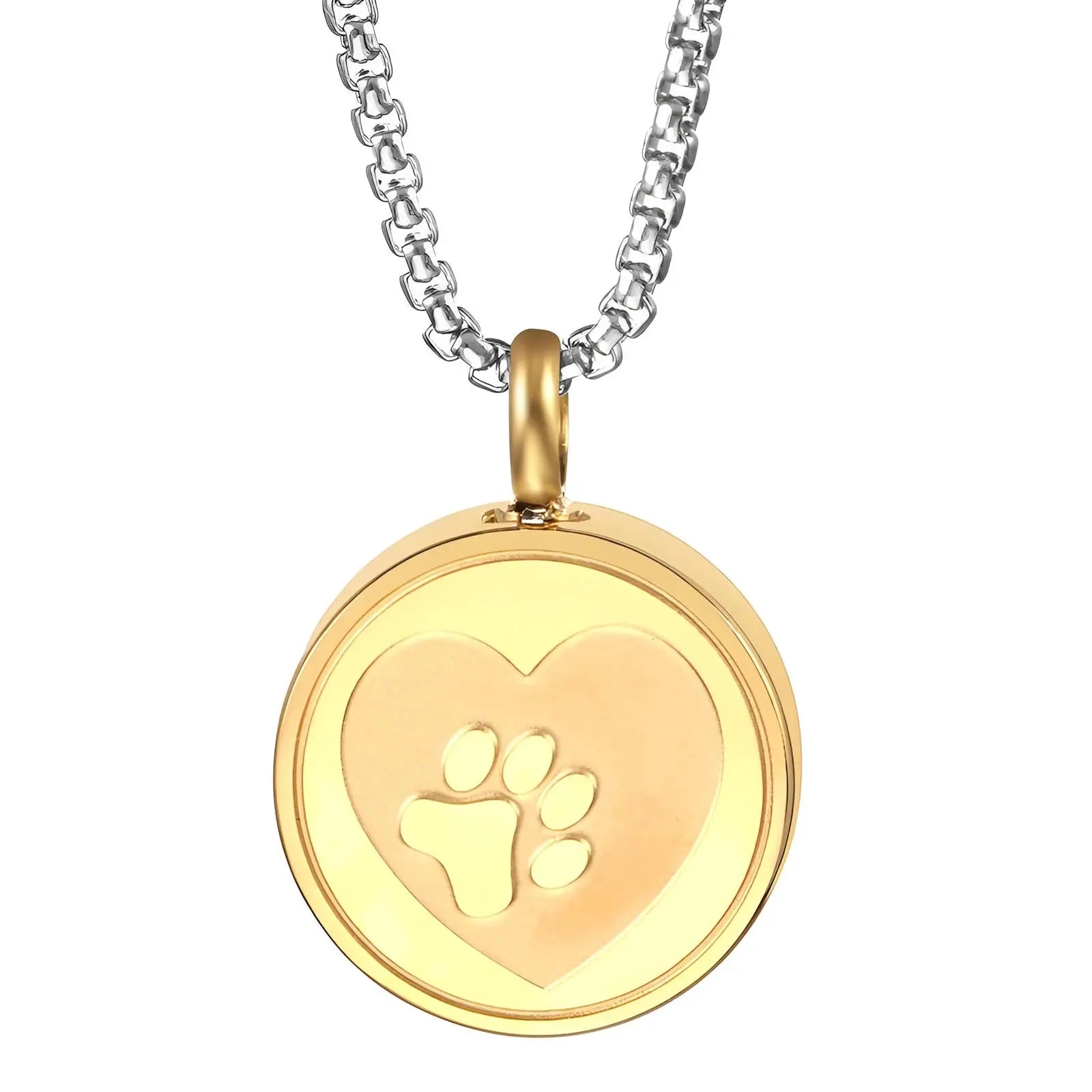 Stainless Steel Paw Print Heart Urn Necklace - Eternal Whiskers