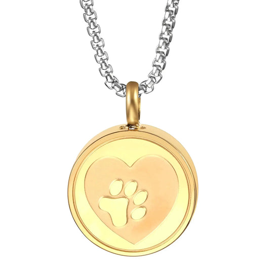 Stainless Steel Paw Print Heart Urn Necklace - Eternal Whiskers