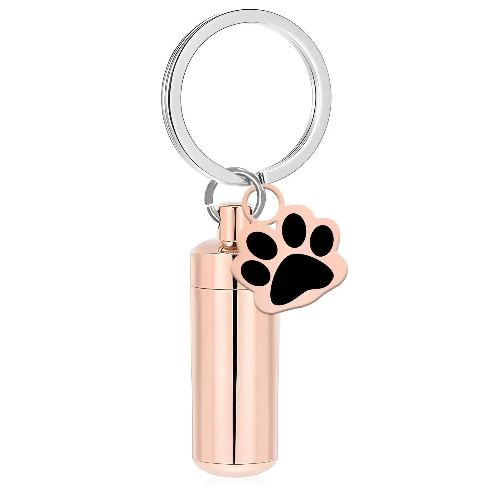 Paw Print Cylinder Urn Pendant Keychain - Eternal Whiskers