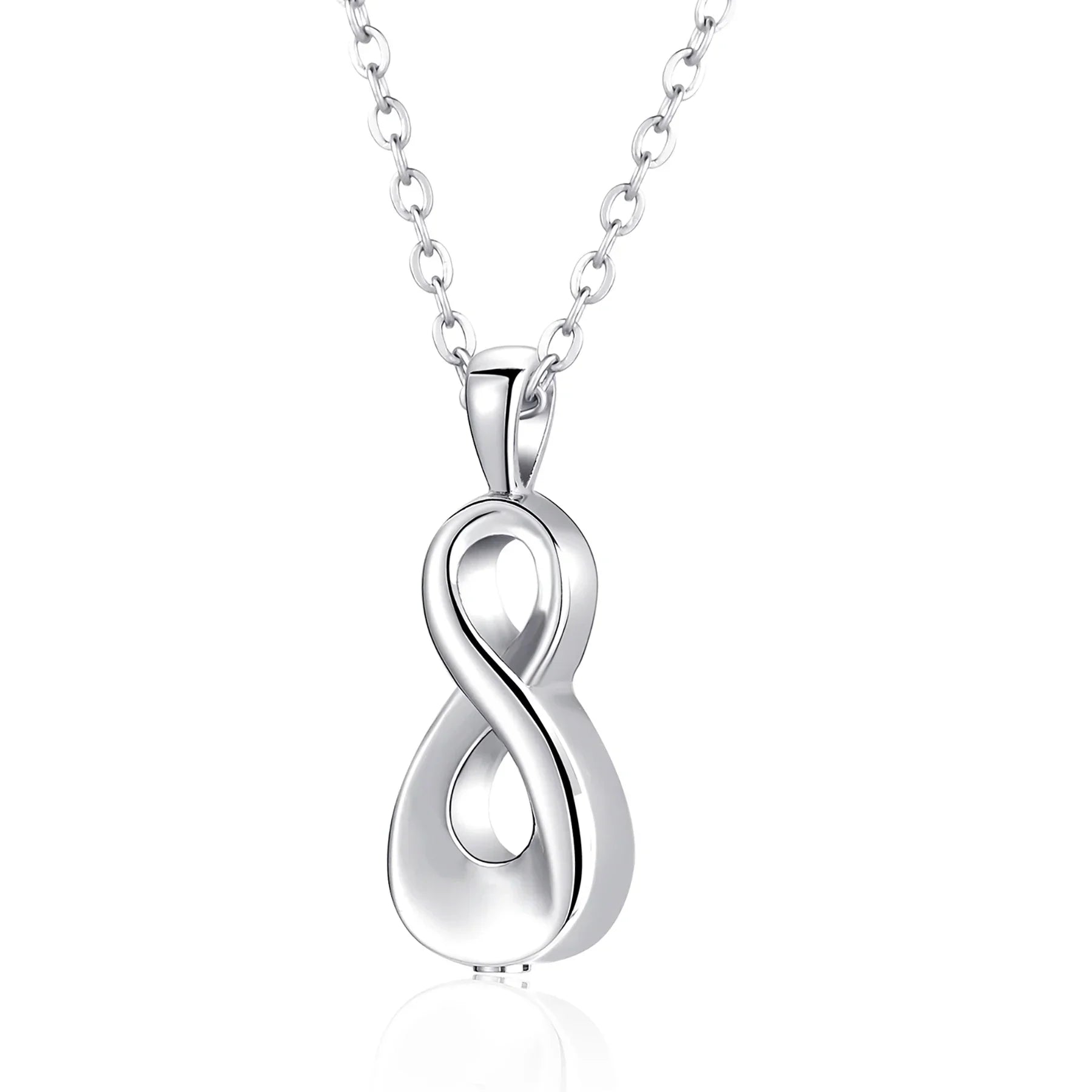 Silver infinity cremation necklace for cats, Eternal Whiskers memorial jewelry