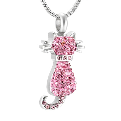 Sparkling Memorial Urn Necklace - Stainless & Rhinestone Elegance