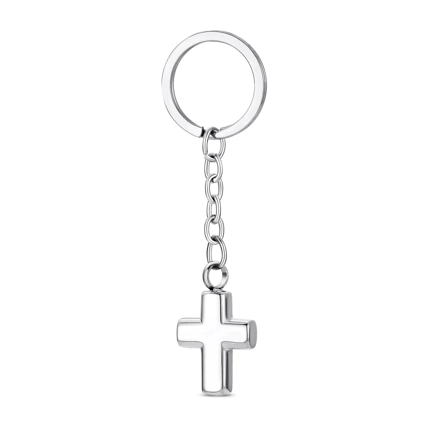 Stainless Steel Cross Urn Pendant Keychain - Eternal Whiskers