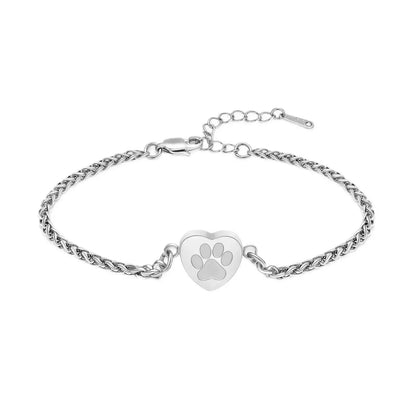 Paw Print Heart Urn Bracelet - Eternal Whiskers