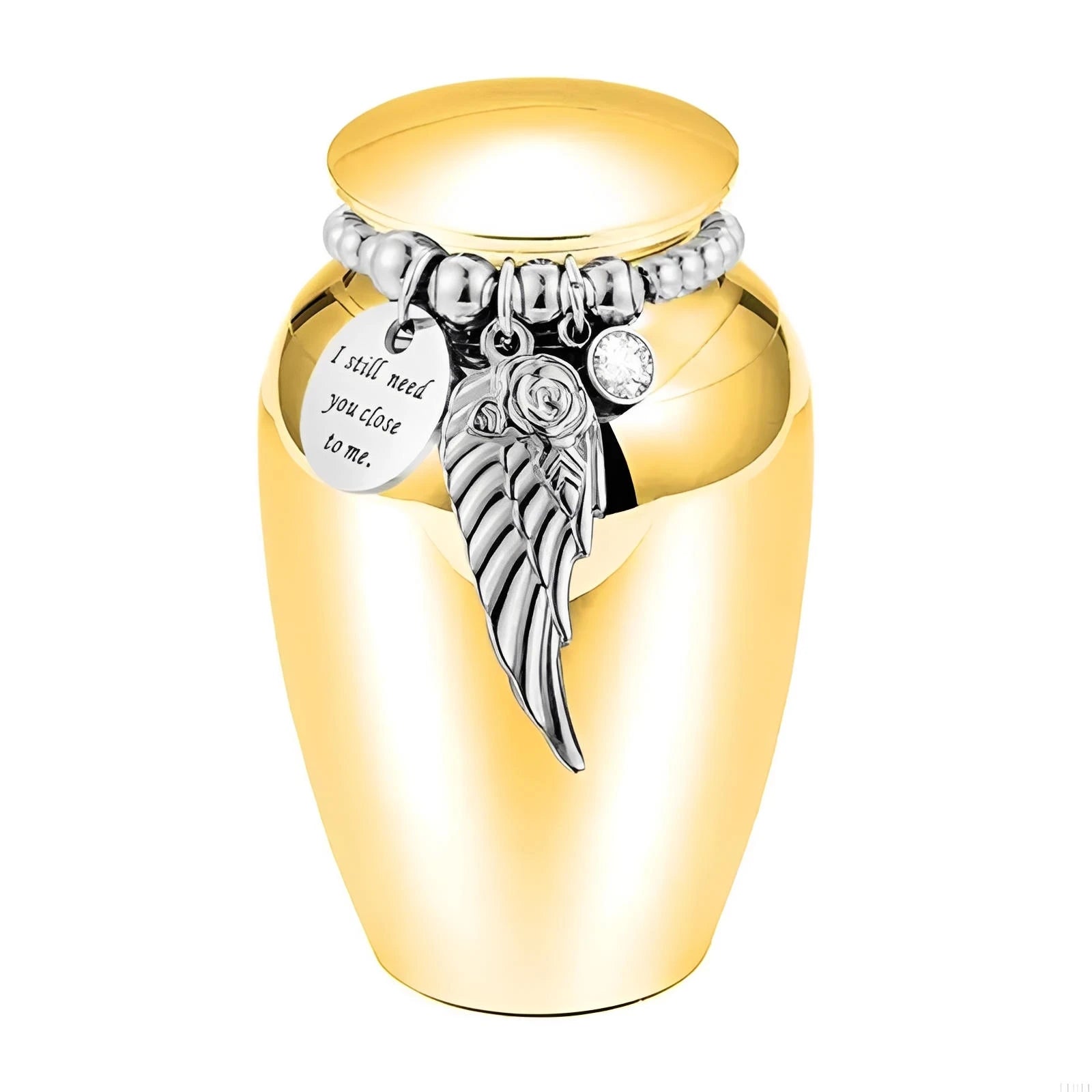 Pet Memorial Keepsake Urn with Bead Wing