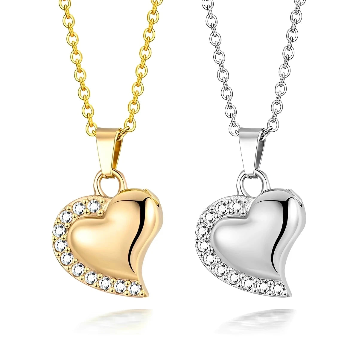 Stainless Steel Crystal Heart Urn Necklace