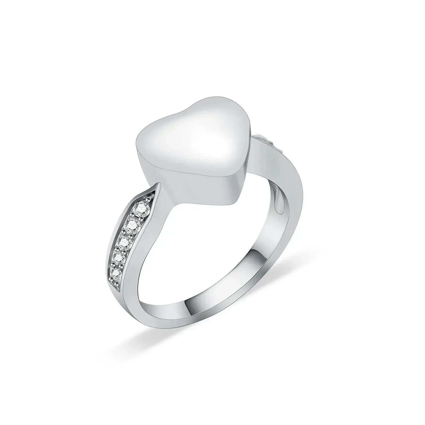 Stainless Steel and Zircon Heart Paw Print Ring - Eternal Whiskers
