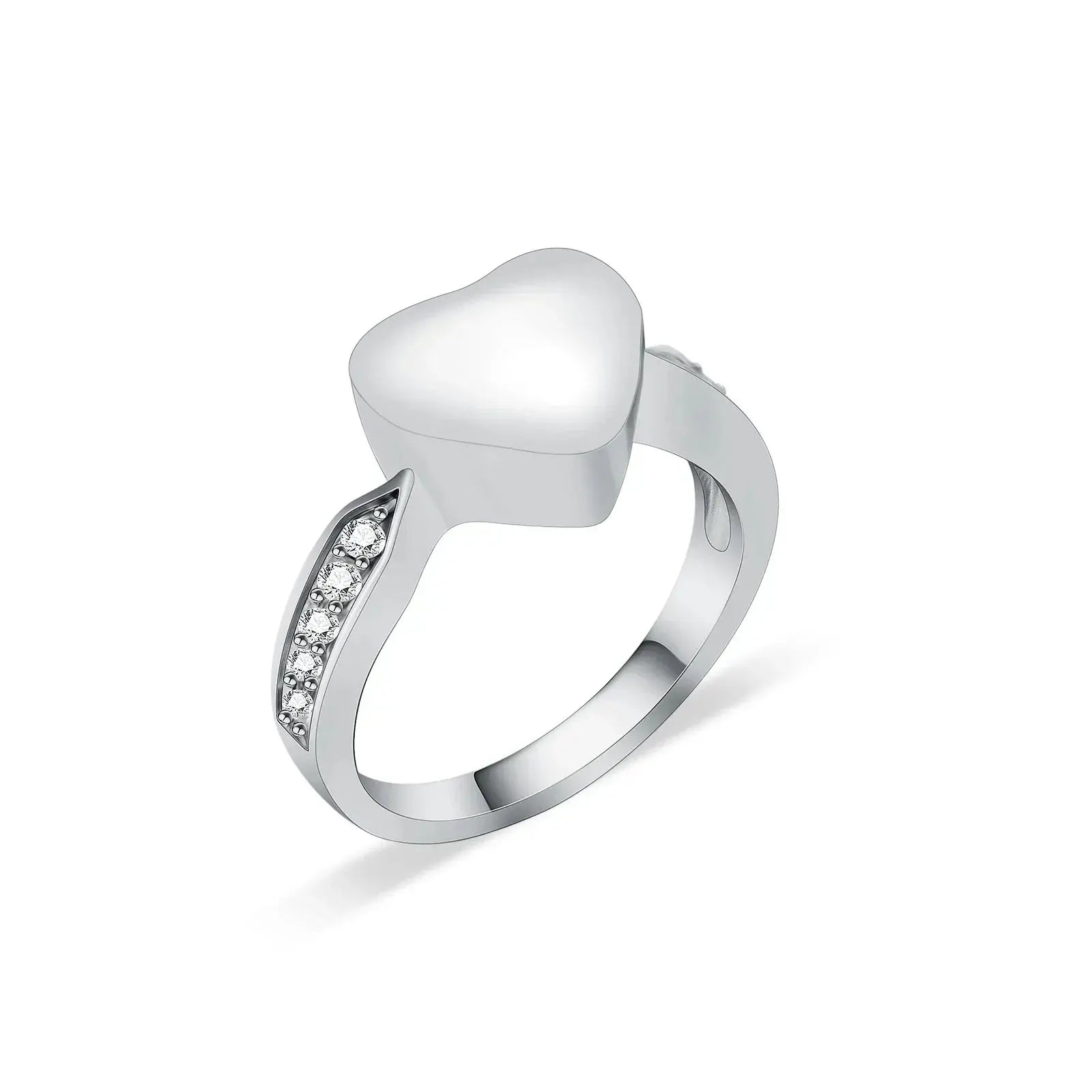 Stainless Steel and Zircon Heart Paw Print Ring - Eternal Whiskers