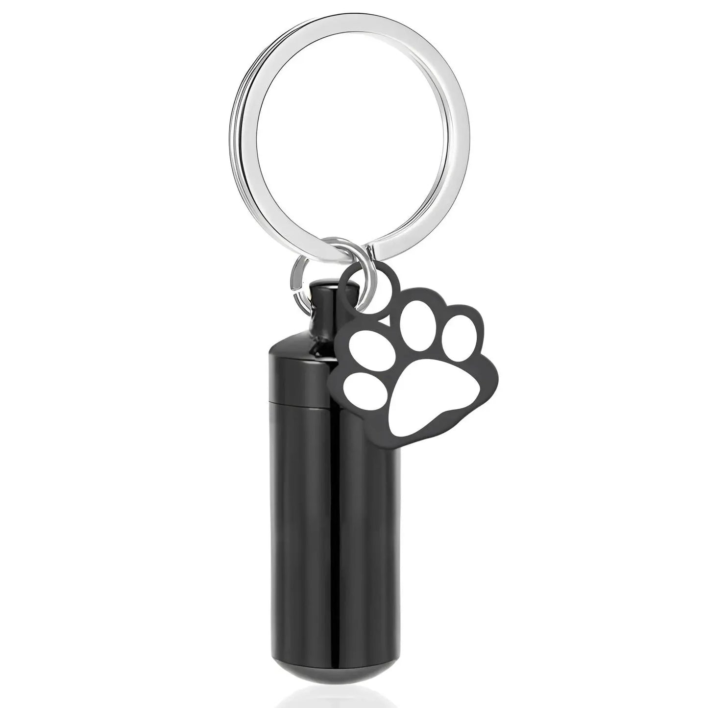 Paw Print Cylinder Urn Pendant Keychain - Eternal Whiskers